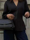 SEAME - Hazel Waisted V - Neck Cardigan Chocolate M