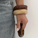 SEAME - SEAME - Geometric Acrylic Bangles for Women - Trendy Fashion Jewelry Brown