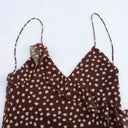 SEAME - SEAME Women's Summer Dress - Sleeveless Polka Dot Suspender with Layered Design Brown XS